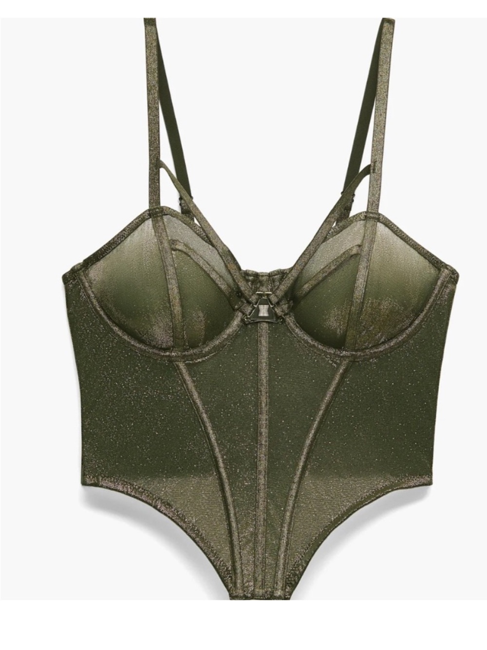 Savage X Fenty Going Platinum Metallic Green Bustier
